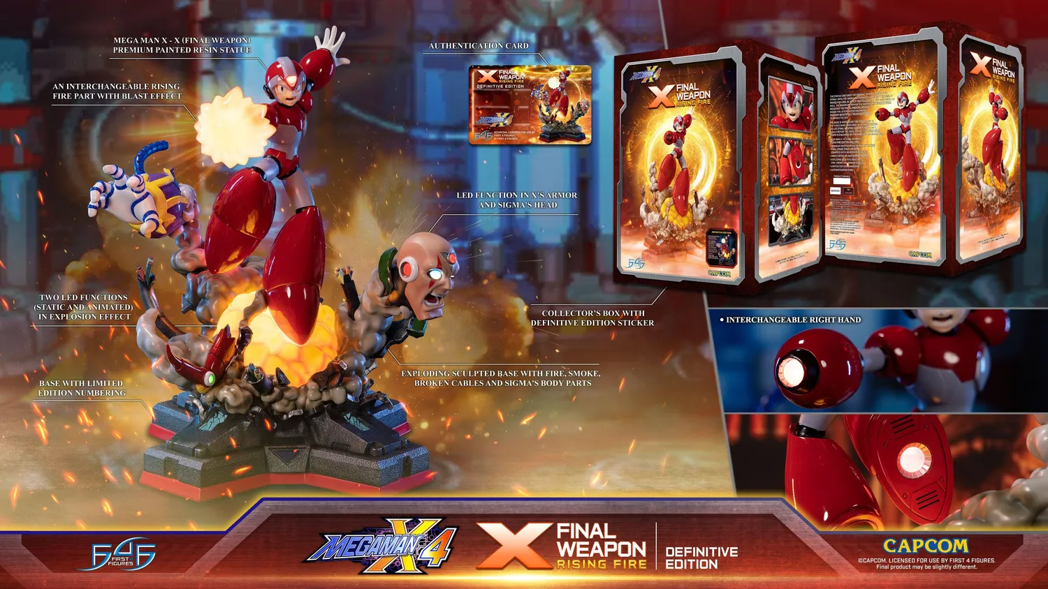 First 4 Figures Mega Man X4 X Final Weapon statueta rasina Definitive LED