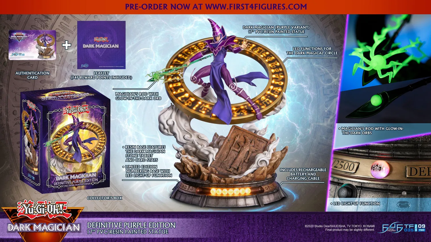 First 4 Figures Yu-Gi-Oh Dark Magician statueta Definitive Purple