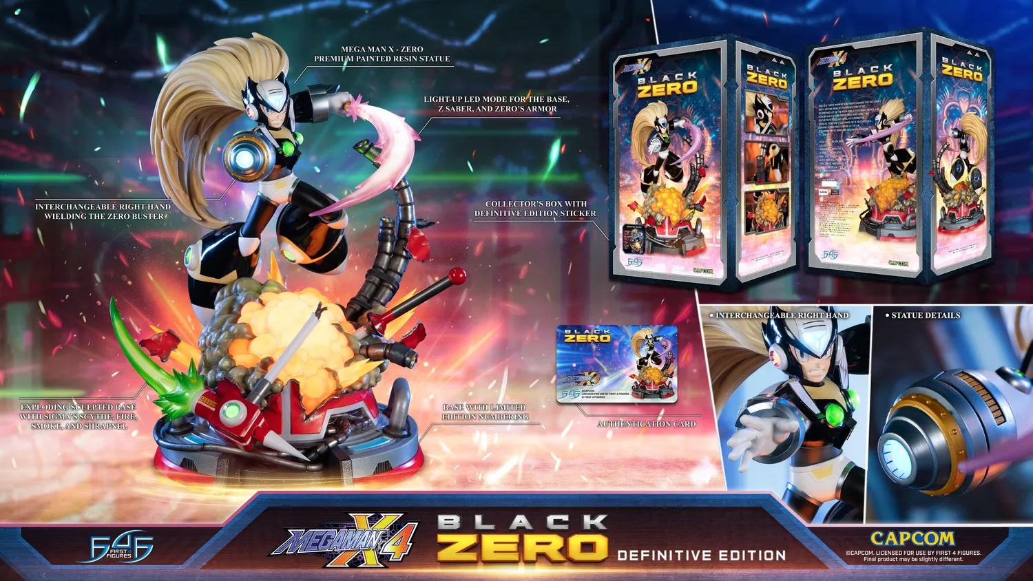 First 4 Figures Mega Man X Black Zero statueta Definitive LED