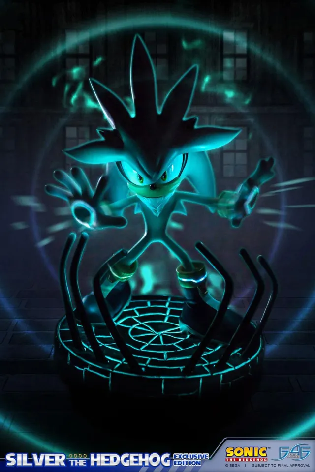 First 4 Figures Silver the Hedgehog statueta Exclusive LED polystone