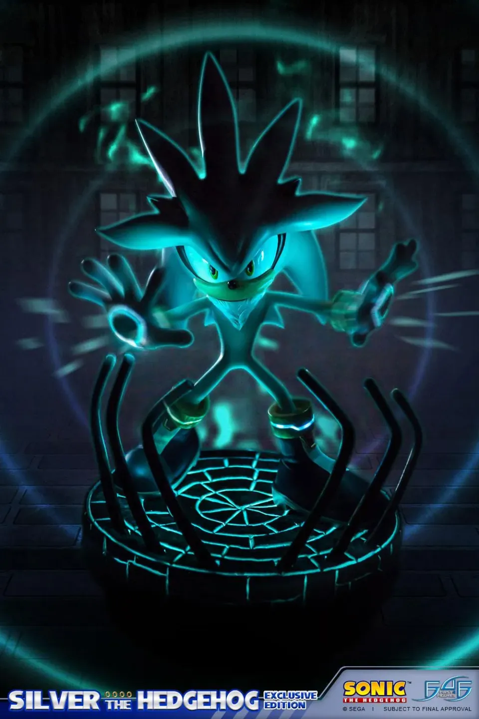 First 4 Figures Silver the Hedgehog statueta Exclusive LED polystone