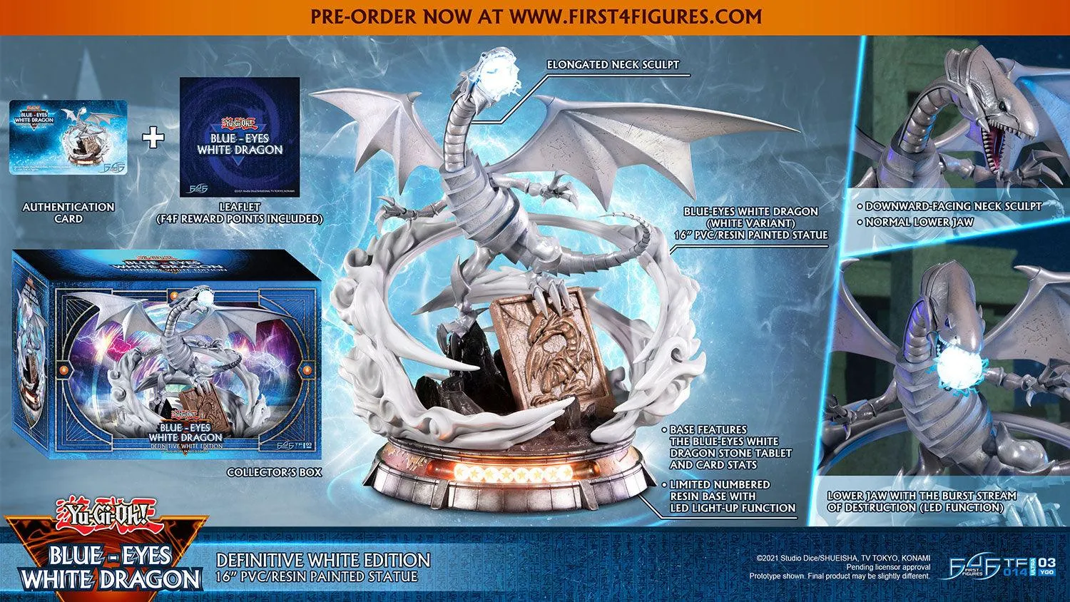 First 4 Figures Yu-Gi-Oh Blue-Eyes statuetă White Edition LED