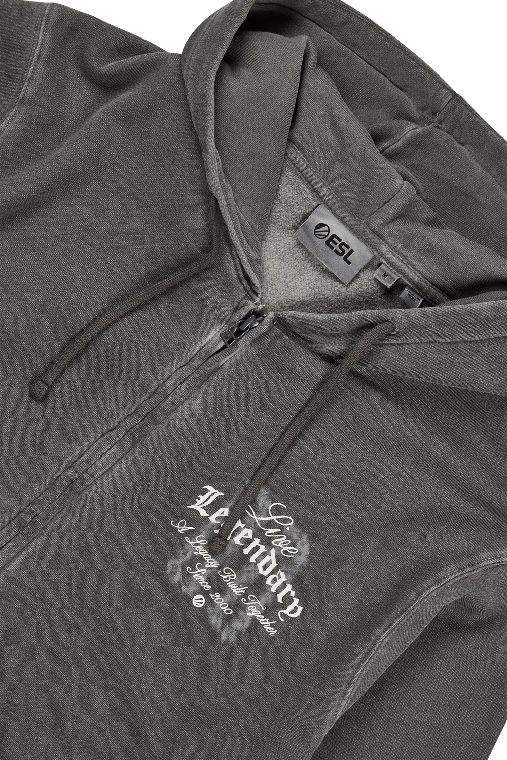 ESL Live Legendary hanorac cu fermoar Washed Grey bumbac 320 GSM