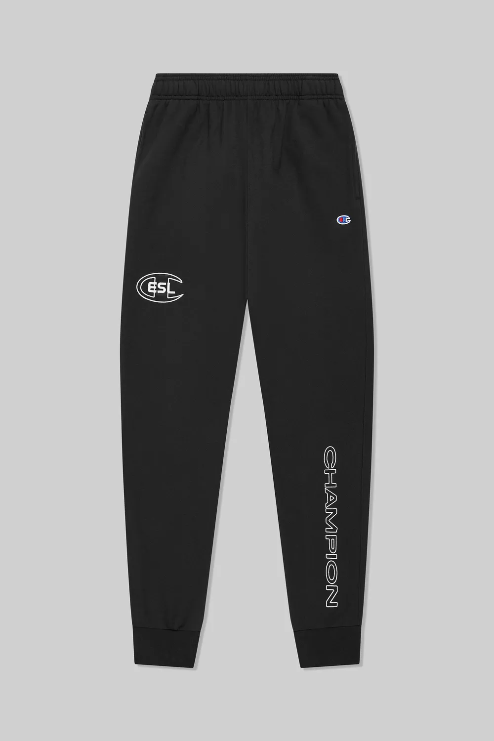 ESL x Champion Patch pantaloni sport negri bumbac