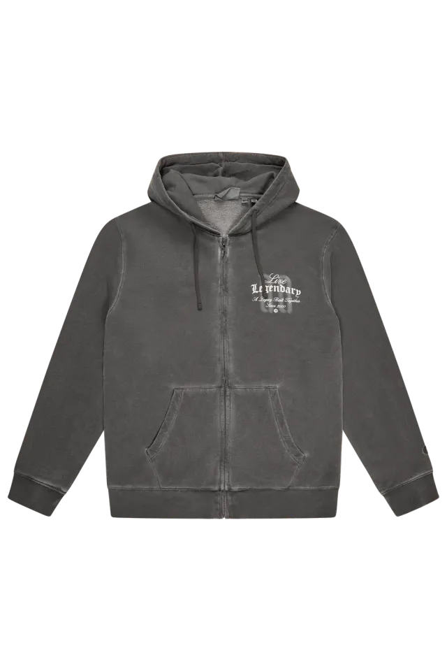 ESL Live Legendary hanorac cu fermoar Washed Grey bumbac 320 GSM