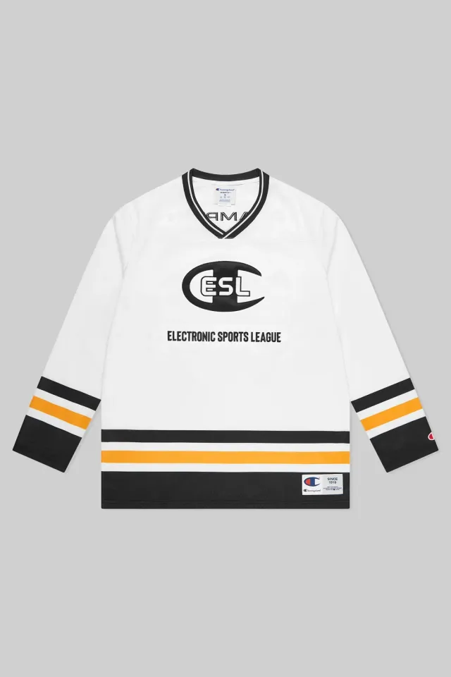 ESL Champion Patch Hockey Jersey tricou alb poliester