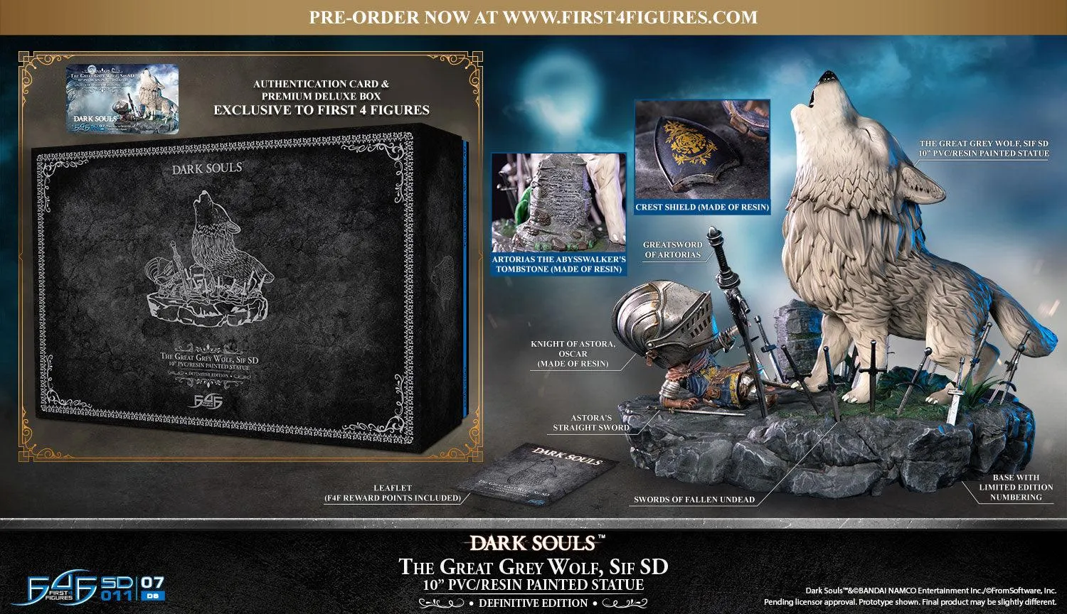 First 4 Figures Dark Souls Great Grey Wolf Sif SD statueta PVC