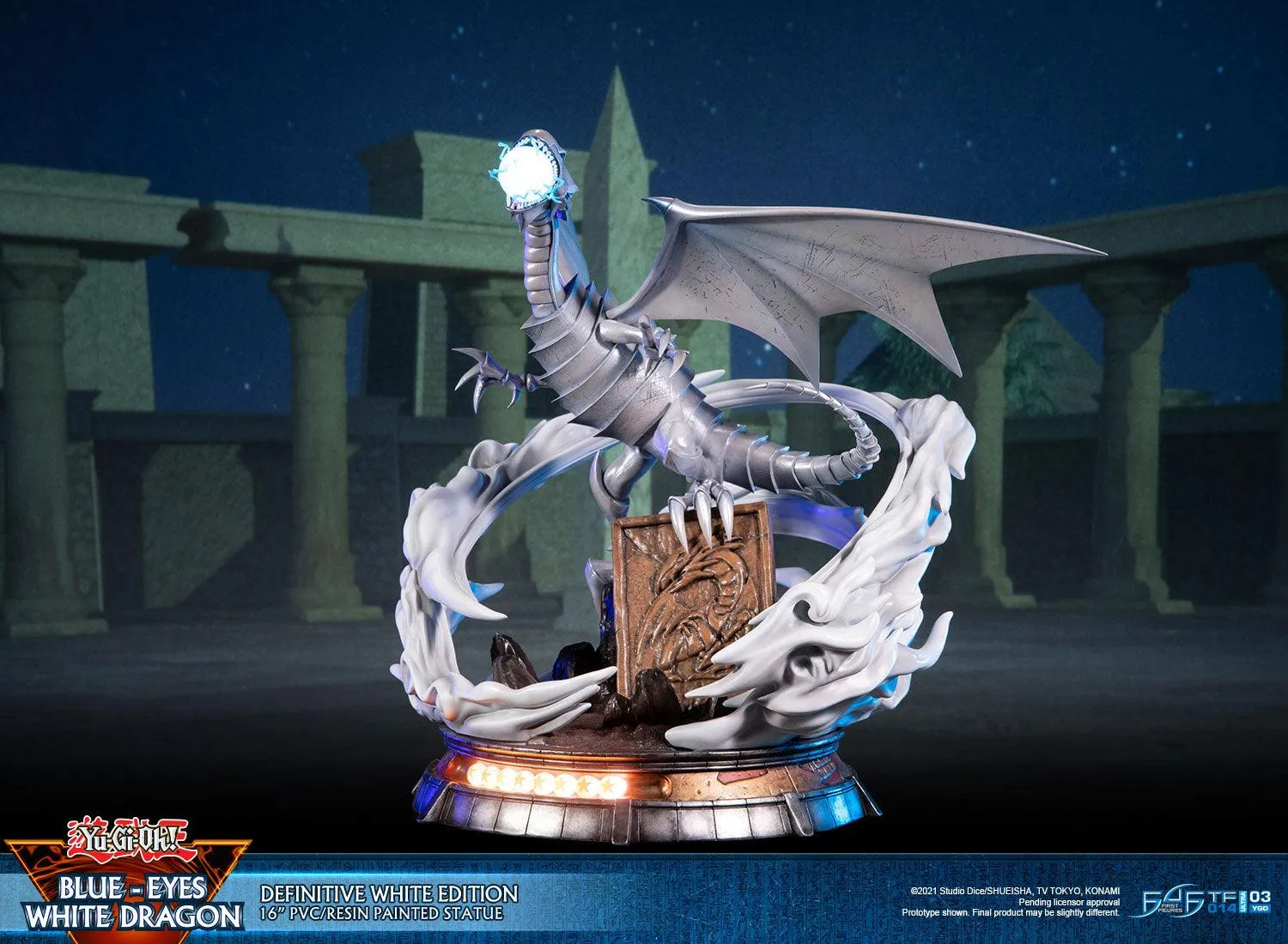 First 4 Figures Yu-Gi-Oh Blue-Eyes statuetă White Edition LED
