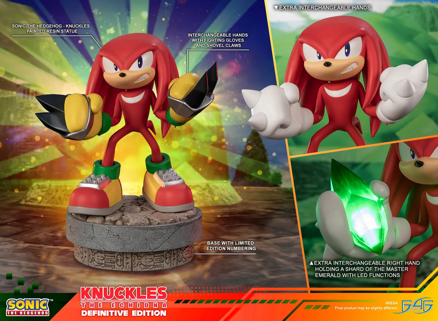 First 4 Figures Sonic Knuckles statueta Definitive LED smarald