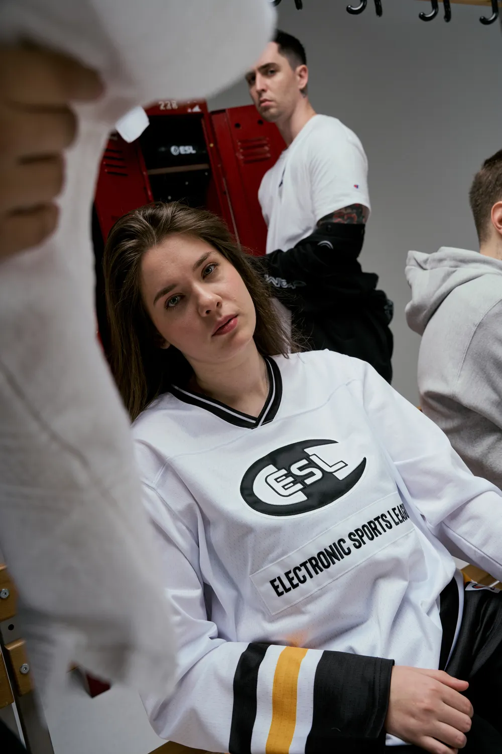 ESL Champion Patch Hockey Jersey tricou alb poliester