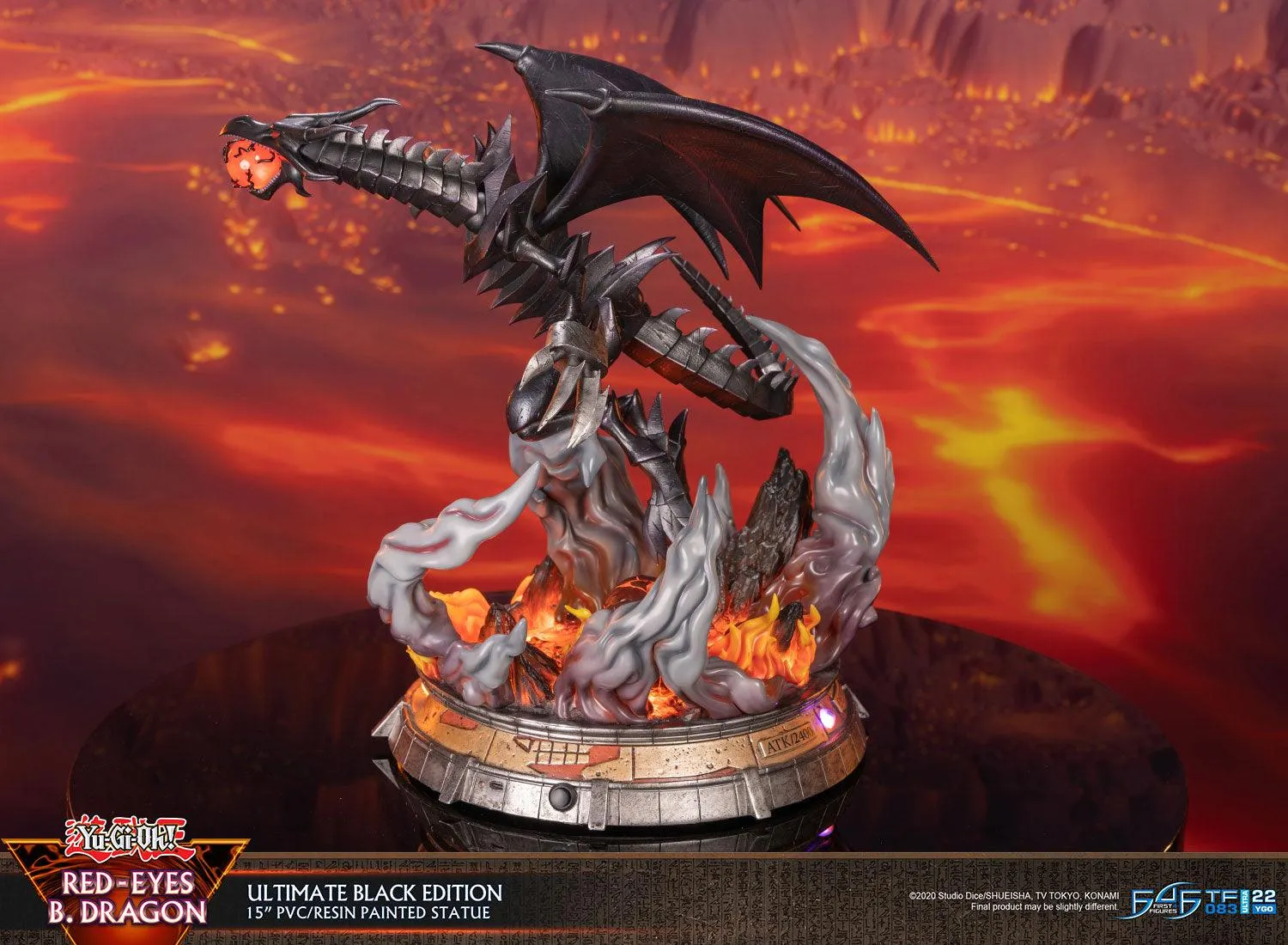 First 4 Figures Yu-Gi-Oh Red-Eyes B. Dragon statueta LED Ultimate Black