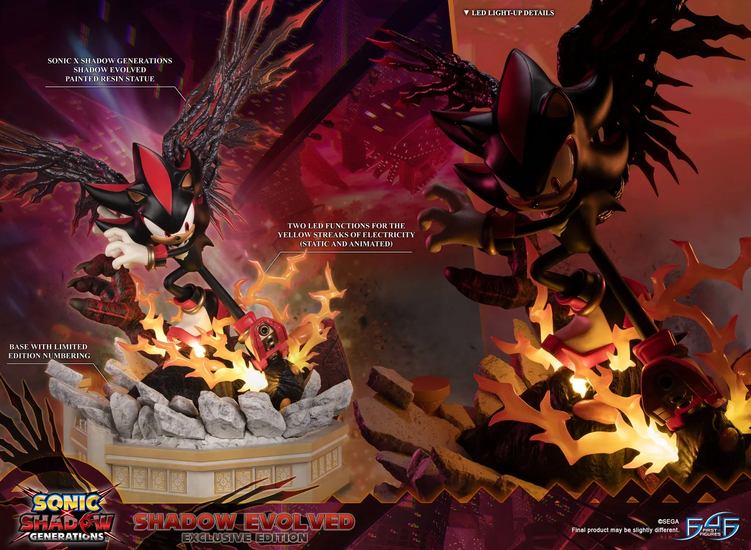 First 4 Figures Sonic Shadow Evolved statueta Exclusive LED