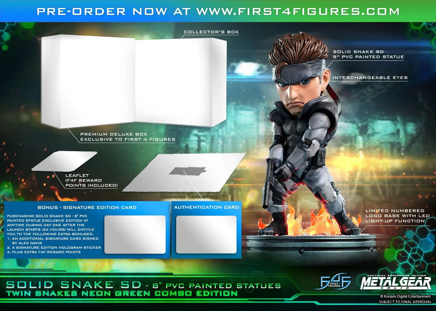 First 4 Figures Solid Snake SD statuetă Neon Green Combo Edition