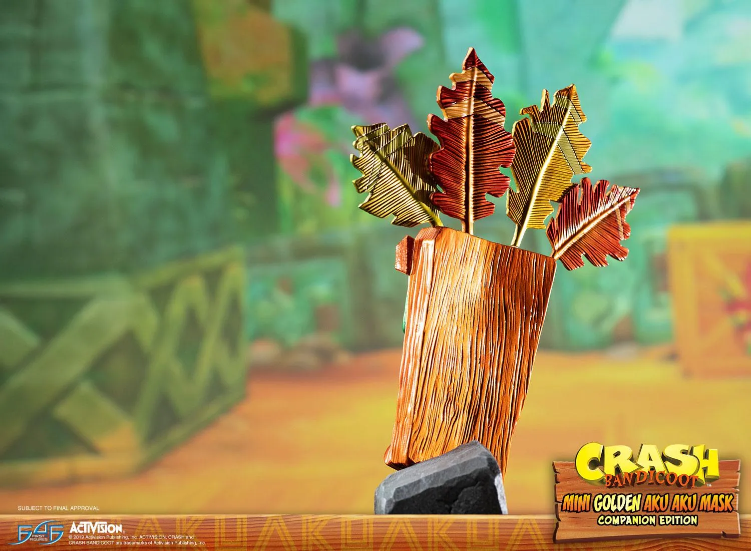 First 4 Figures Crash Bandicoot Mini Golden Aku Aku Mask statueta aurie LED