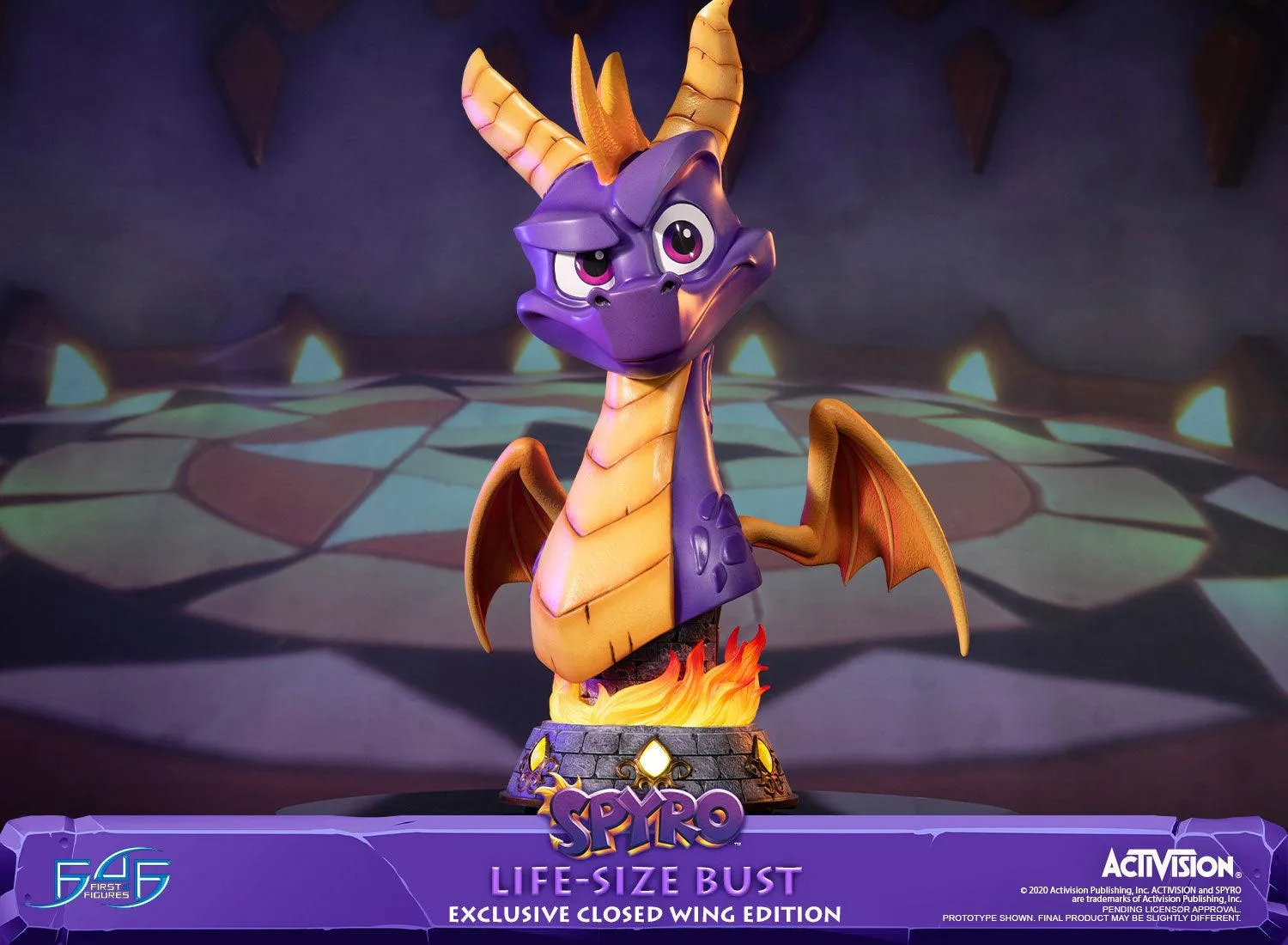 First 4 Figures Spyro Life-Size Bust statuetă Closed Wing LED