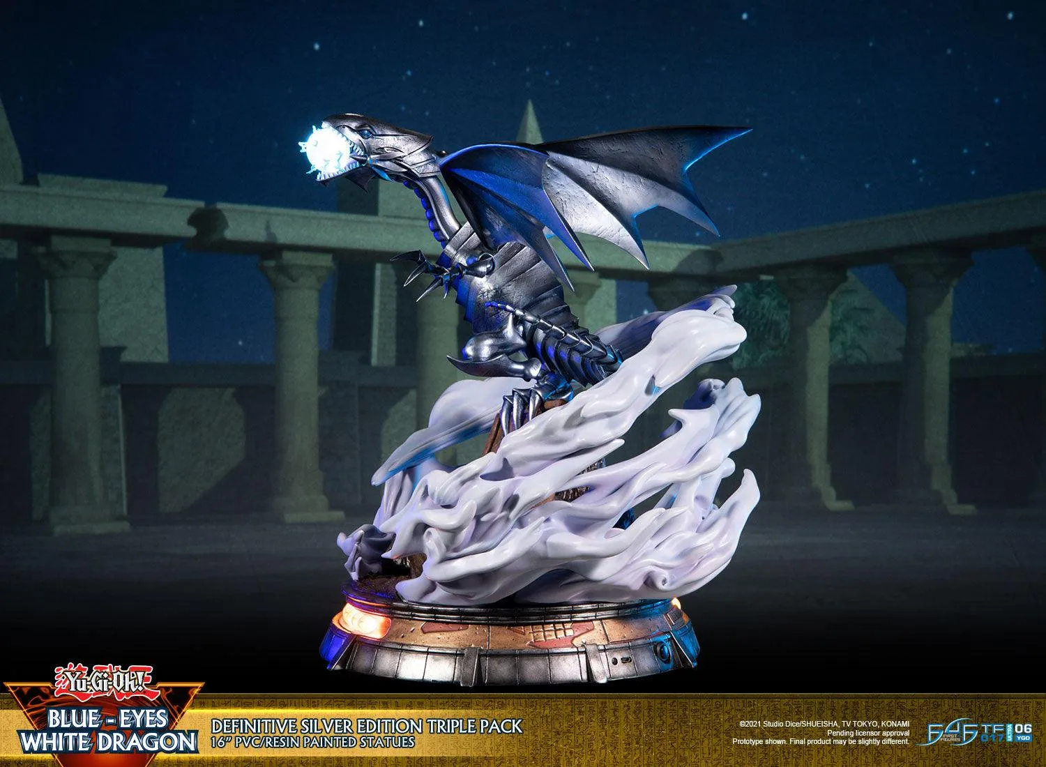 First 4 Figures Yu-Gi-Oh Blue-Eyes White Dragon statueta Silver Triple