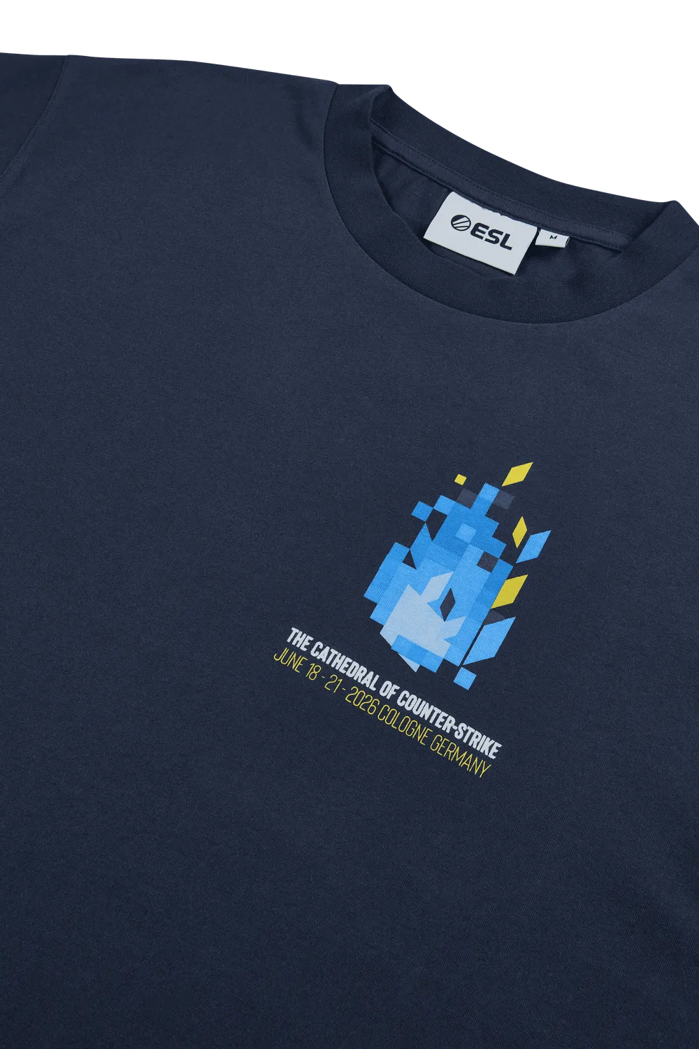 ESL IEM Cologne 2026 Geometric tricou bleumarin bumbac