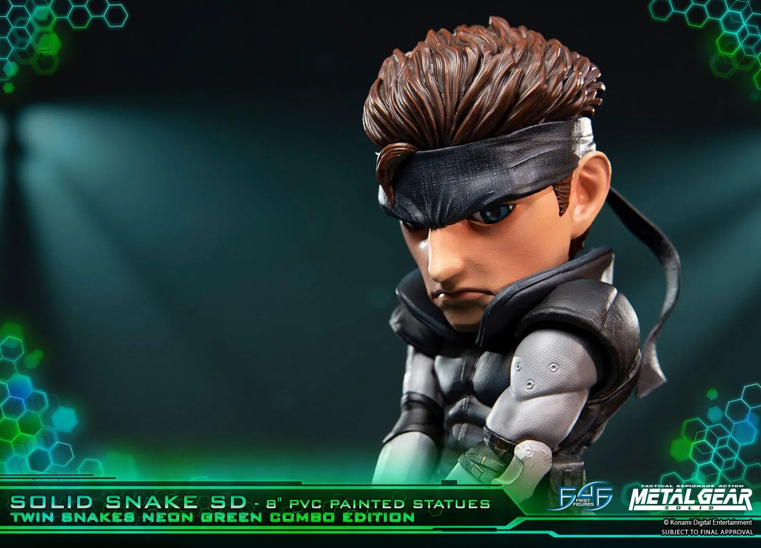 First 4 Figures Solid Snake SD statuetă Neon Green Combo Edition