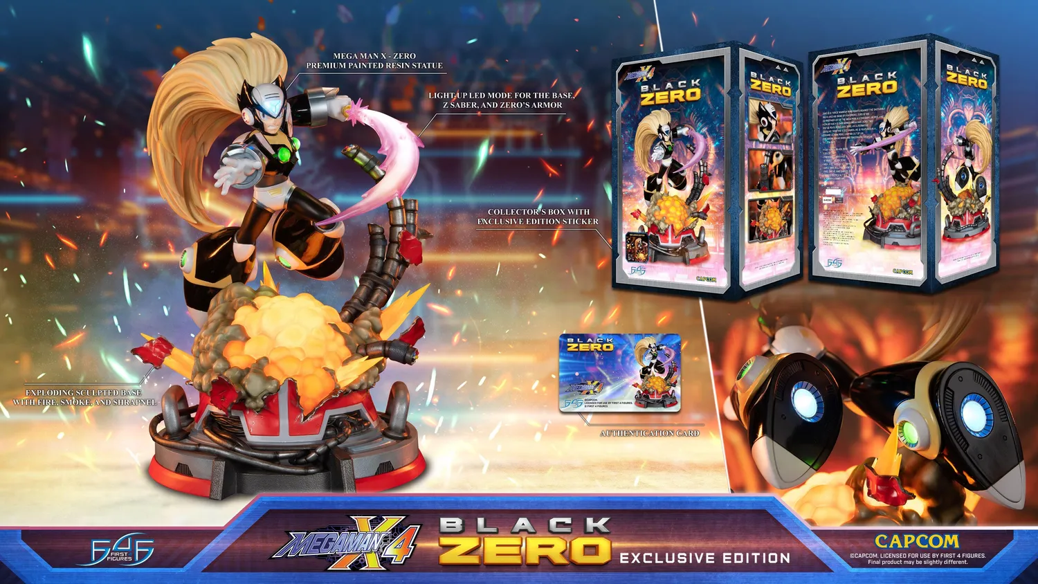 First 4 Figures Mega Man X Black Zero statueta Exclusive LED