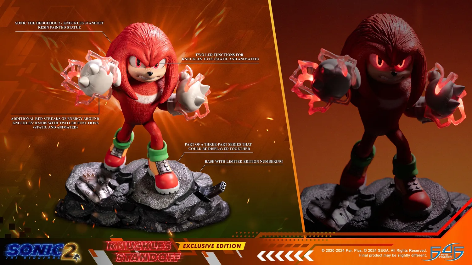 First 4 Figures Sonic Knuckles Standoff statuetă Exclusive Edition LED