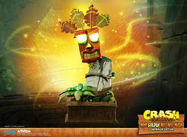 First 4 Figures Crash Bandicoot Mini Golden Aku Aku Mask statueta aurie LED