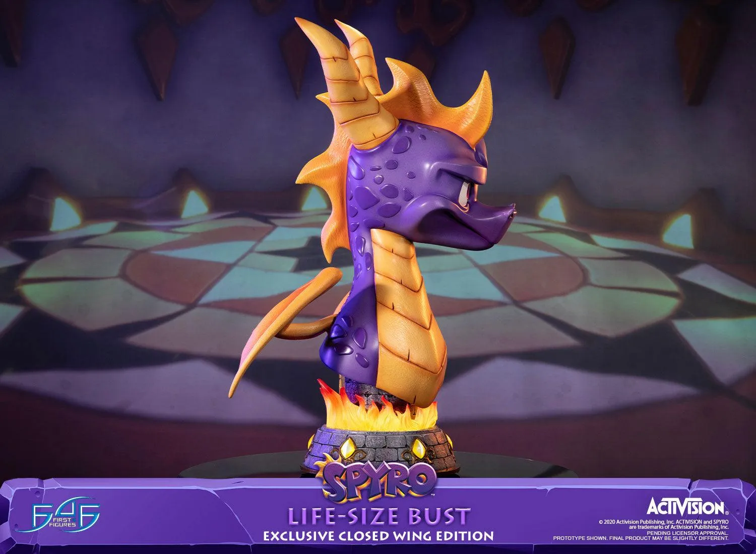 First 4 Figures Spyro Life-Size Bust statuetă Closed Wing LED