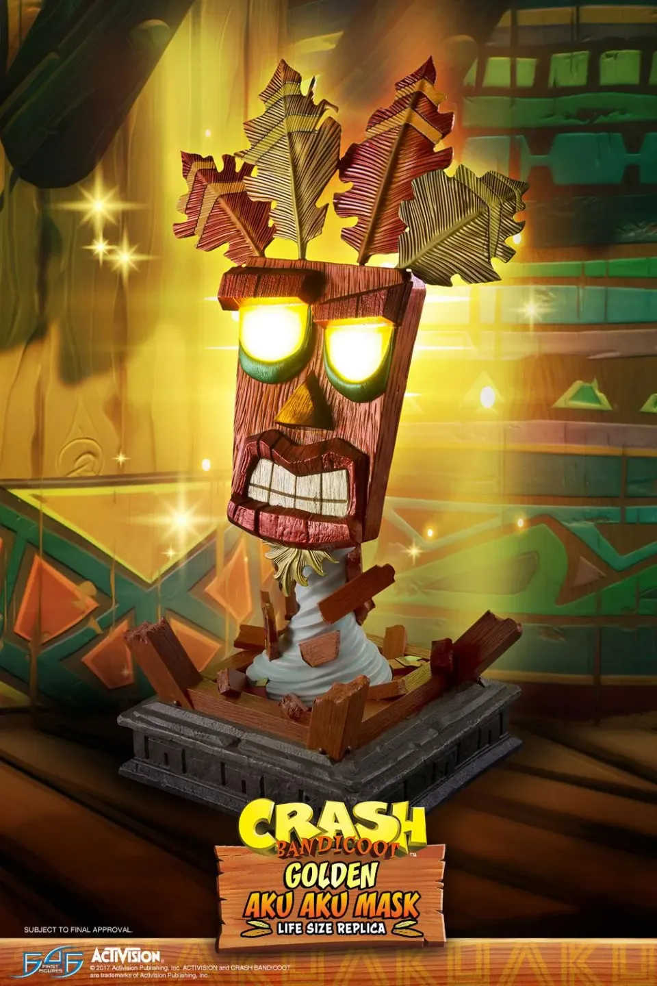 First 4 Figures Crash Bandicoot Golden Aku Aku mască life size