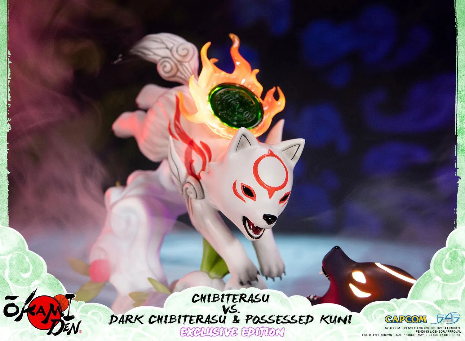 First 4 Figures Okamiden Chibiterasu Dark Chibiterasu Kuni statuetă Exclusive
